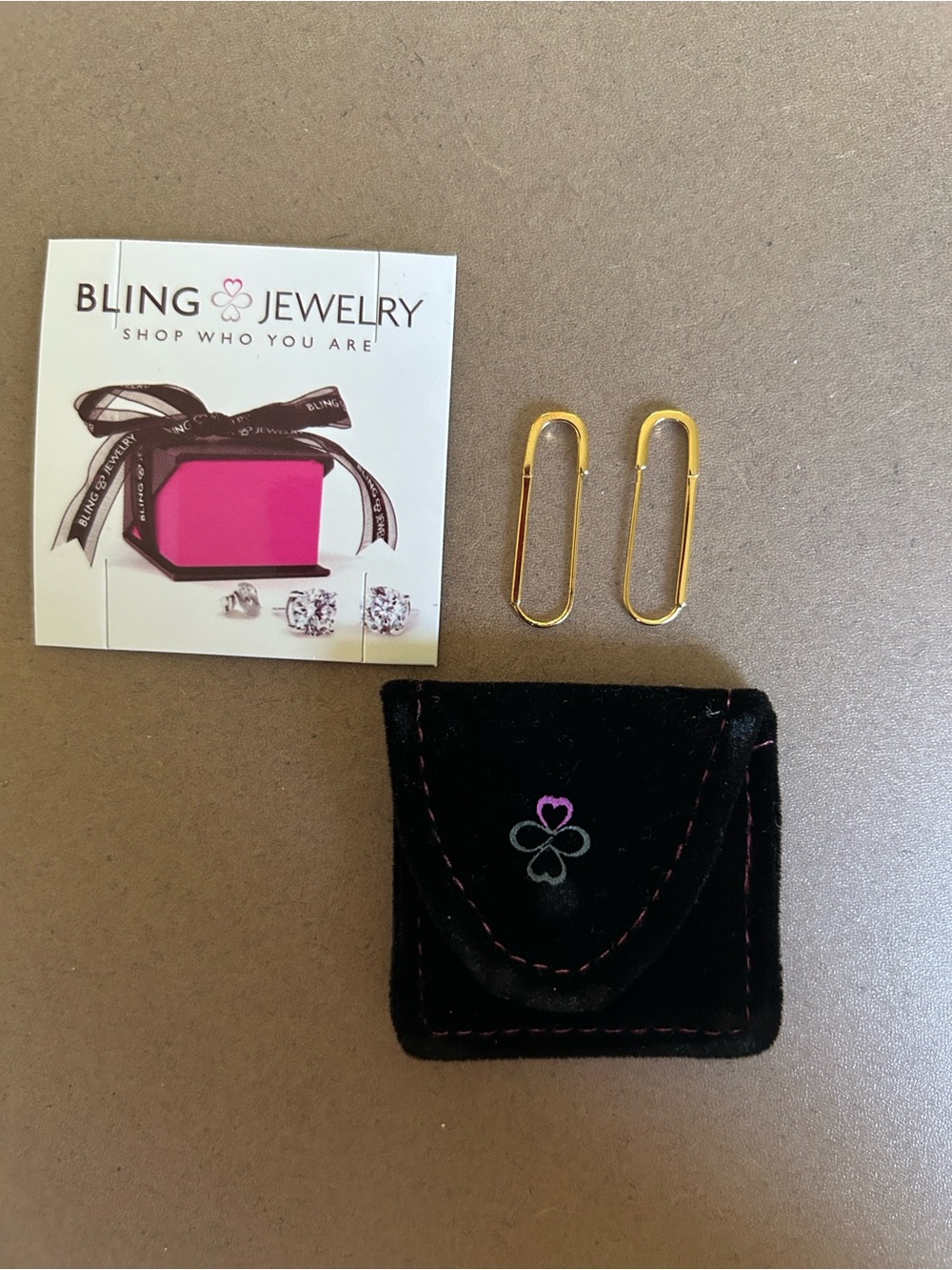 Bling Jewelry Gold Paperclip-Style Earrings